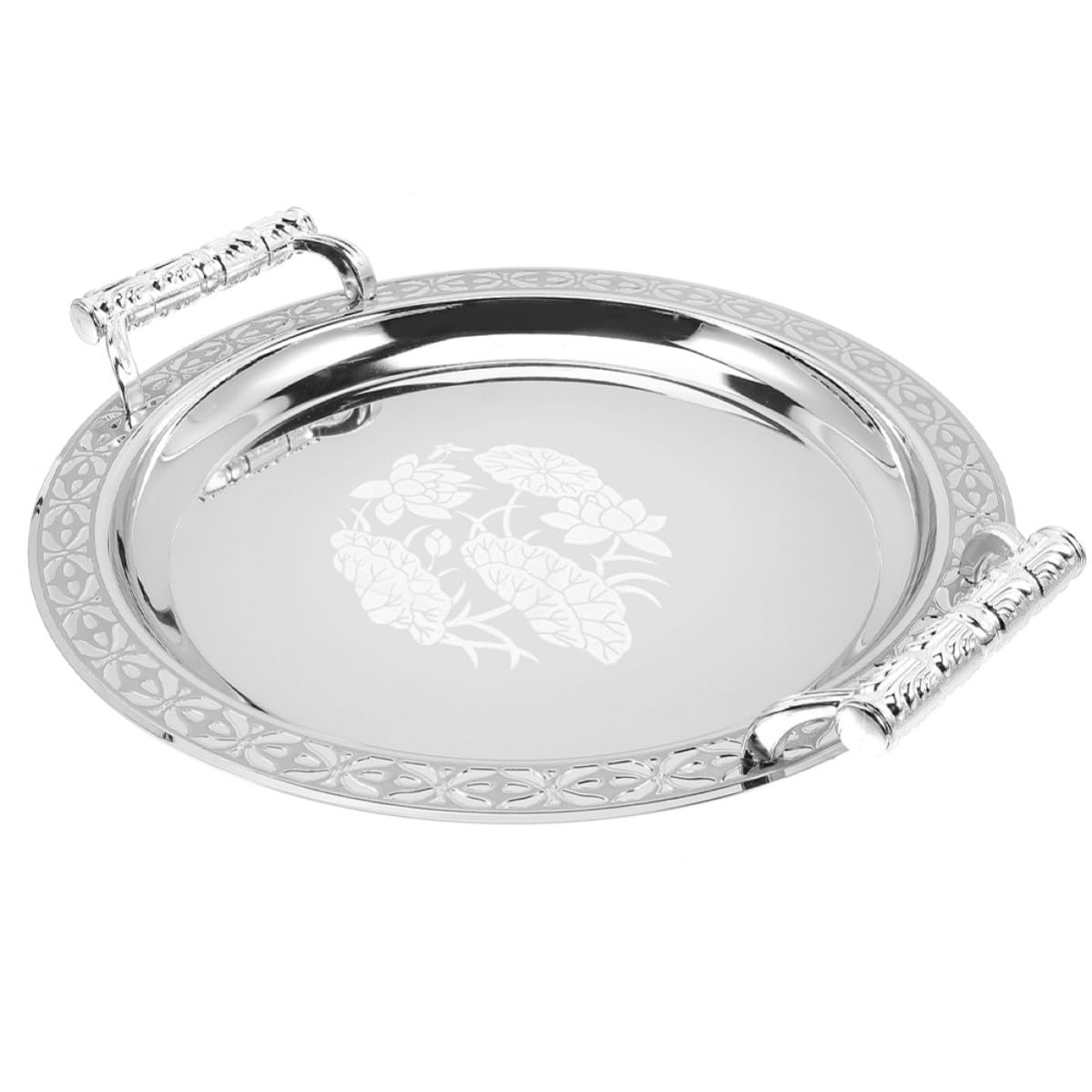 Plateau rond argenté Homoyoyo en acier inoxydable style européen chic
