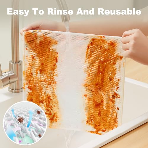 Image of JOYMOOP Multipurpose Wire Dish Rags 10 inch x 10 inch, Rainbow Laser Dish Cloths for Washing Dishes, Reusable Cleaning Cloths, Non-Scratch Wire Dishwashing Rags for Dishes, Glass, Stainless Steel - 20 Pack