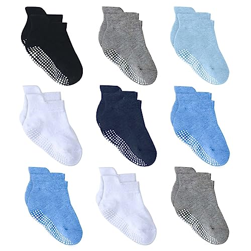 Image of Baby Socks- 9 Pack Toddler Socks, Non Slip Grip Socks For Boys and Girls, Newborn Essentials, 0-6 months