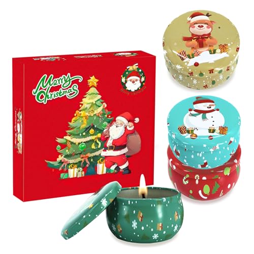 4 Stück Kerzenset Weihnachten, Duftkerzen Geschenkset Natürliches...