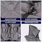 HUGO & HUDSON Winter-Schneeanzugjacke für Hunde, Winddicht mit Kapuze, Schnallen, Geschirr, Grau S35