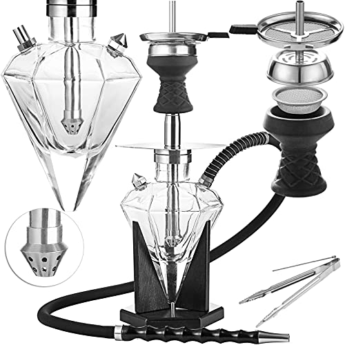 Stainless Steel Hookah Set with Silicone Hose Bowl Tongs Mouth Tips Everything Accessories, Glass Vase Shisha Hookahs Complete Set Hooka Black Stainless Steel Hookah Set with Silicone Hose Bowl Tongs Mouth Tips Everything Accessories, Glass Vase Shisha Hookahs Complete Set Hooka Black