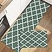 2 Piezas Antideslizante Alfombra Cocina Geometría Verde Alfombras para La Cocina Alfombra de Cocina Lavable en Lavadora Absorbente Duradera Alfombra de Poliéster（50X80+50X160Cm）