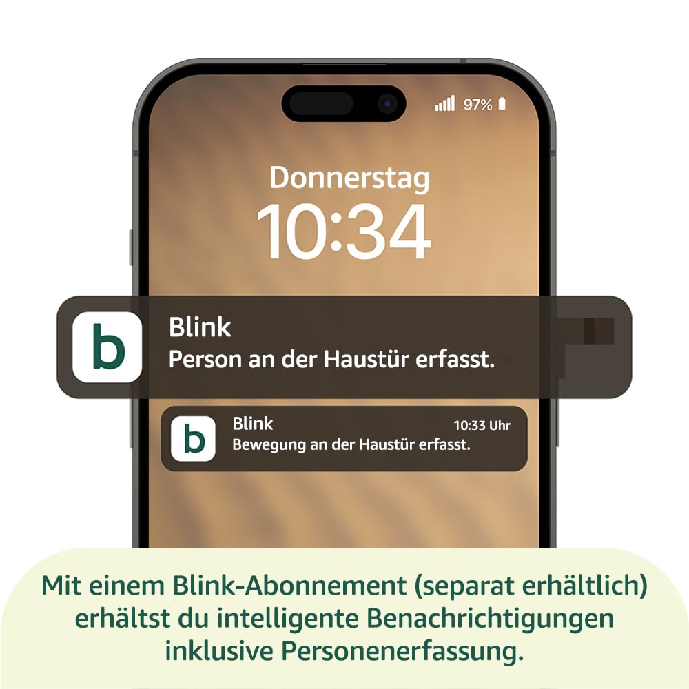 Blink Videotürklingel | Einzelgerät | Kopf-bis-Fuß-Aufnahme in HD, 2 Jahre Batterielaufzeit, IP65, Funktioniert mit Alexa, Erforderliches Sync-Modul nicht enthalten – Schwarz