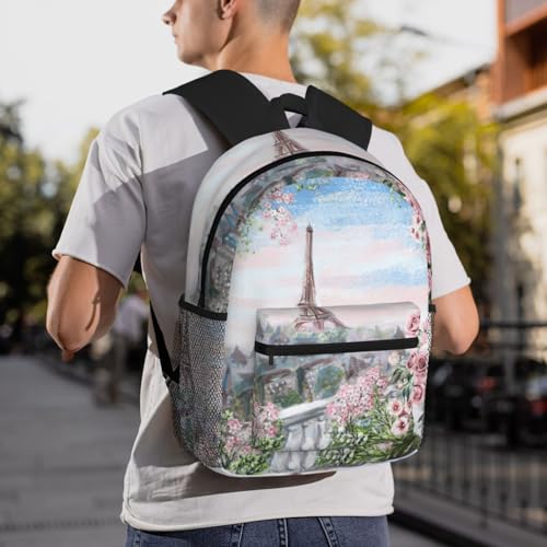 Sac à dos imperméable et décontracté avec imprimé Tour Eiffel de Paris - 7
