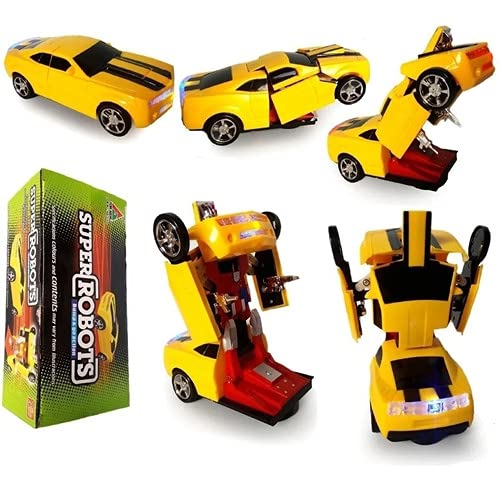 Carrinho Camaro Amarelo Vira Robô C/ Luz E Som Transformers