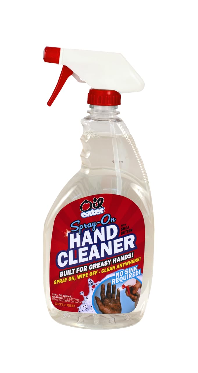 Oil Eater Sprayable Hand Cleaner Soap - Waterless - clean Grease, Oil and Grime, 32oz Spray Bottle