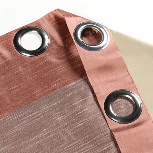 Image of Deco Window Polyester Blackout Striped Opaque Curtains 9 Feet Long Set of 2, Room Darkening (Eyelet,Peach, 9Ft) Curtains for Bedroom and Living Room