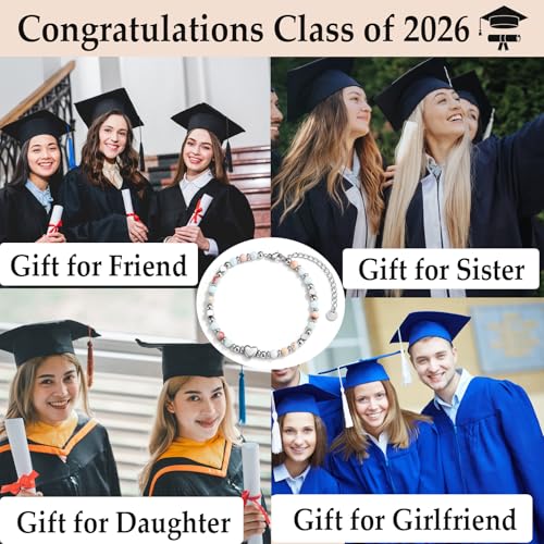 Image of Graduation Gifts for Girls Graduate Bracelet for Her Teen Girl Gift Class of 2026, 5th, 8th, High School, Middle School, College
