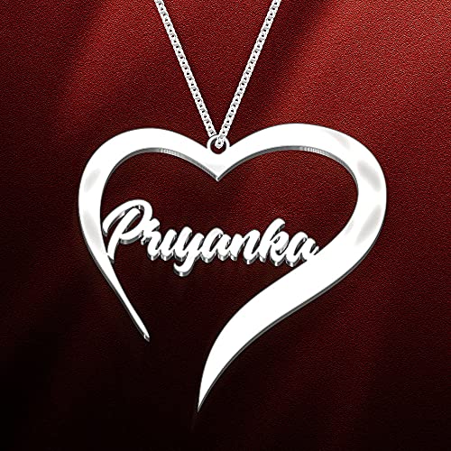 Image of Priyanka Cursive Gold & Silver Name Pendant Necklace, Best Jewelry Gift for Girls.