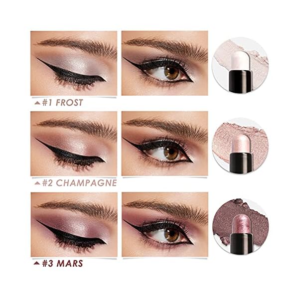 FOCALLURE 3 Pcs 2 in 1 Eyeshadow and Eyeliner Pen, Shimmer Eye Shadow Pencil, High Pigmented Eyeshadow, Highlighter Eye Liner, Multi-Dimensional eyes Look, FA38-11116-123