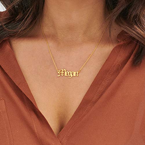 MYKA - Retro Personalized Old English Font Name Necklace In 925 Sterling Silver, 18K Gold & Rose Gold Plated - Custom Jewelry Nameplate - Dainty Christmas, Mother's Day, Xmas, Birthday Jewelry Gift For Mom, Mother, Her, Women4