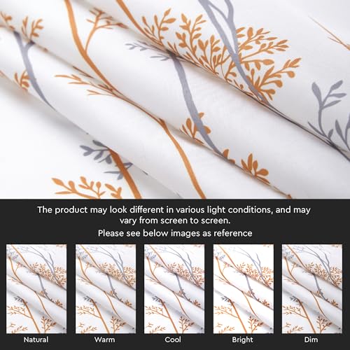 Image of Encasa XO Window Printed Sheer Curtains, Light Filtering Orange Branches