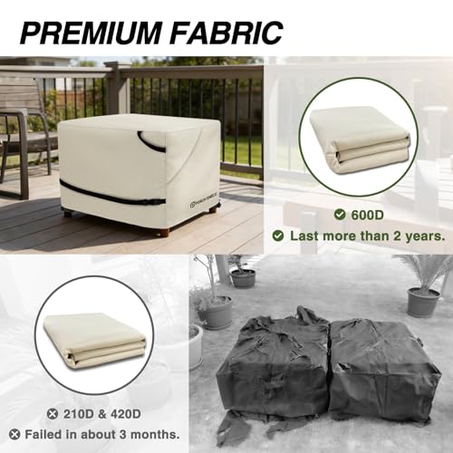 Porch Shield Patio Ottoman Cover - Waterproof Outdoor Square Side Table Covers – 31L x 31W x 18H inch, Beige by Porch Shield - Image 5