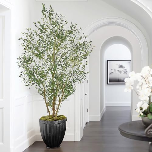 Faux Olive Tree 7ft Tall(84in) Large Fake Floor Potted Artificial...