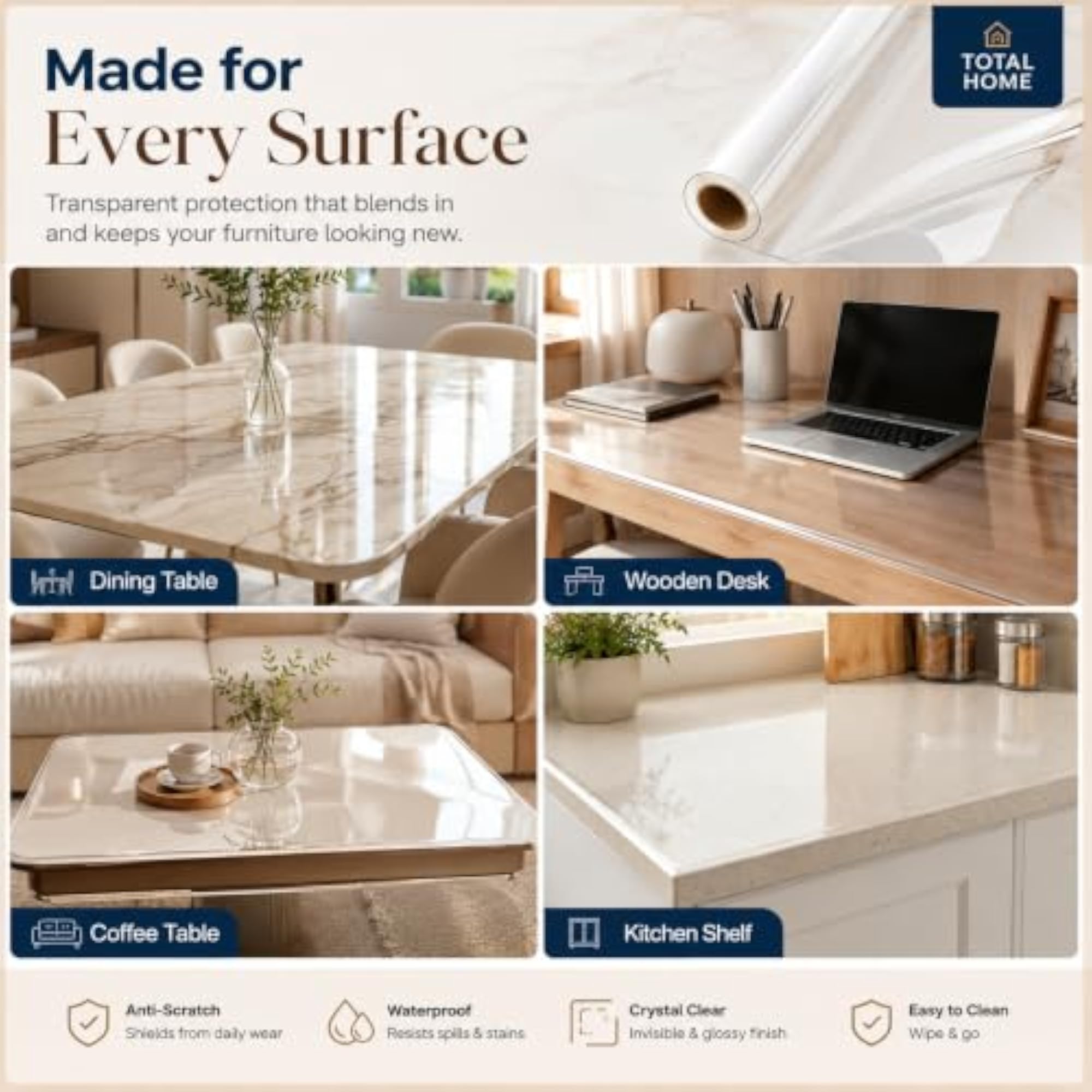 Table Protector Film, Self Adhesive Vinyl for Furniture