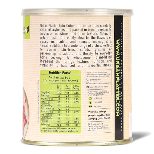 Image of Urban Platter Tofu Cubes, 800g (Drained Weight: 450g | 14% Plant Protein | Ready-to-Use for Stir-Fries, Curries, Salads & Soups)