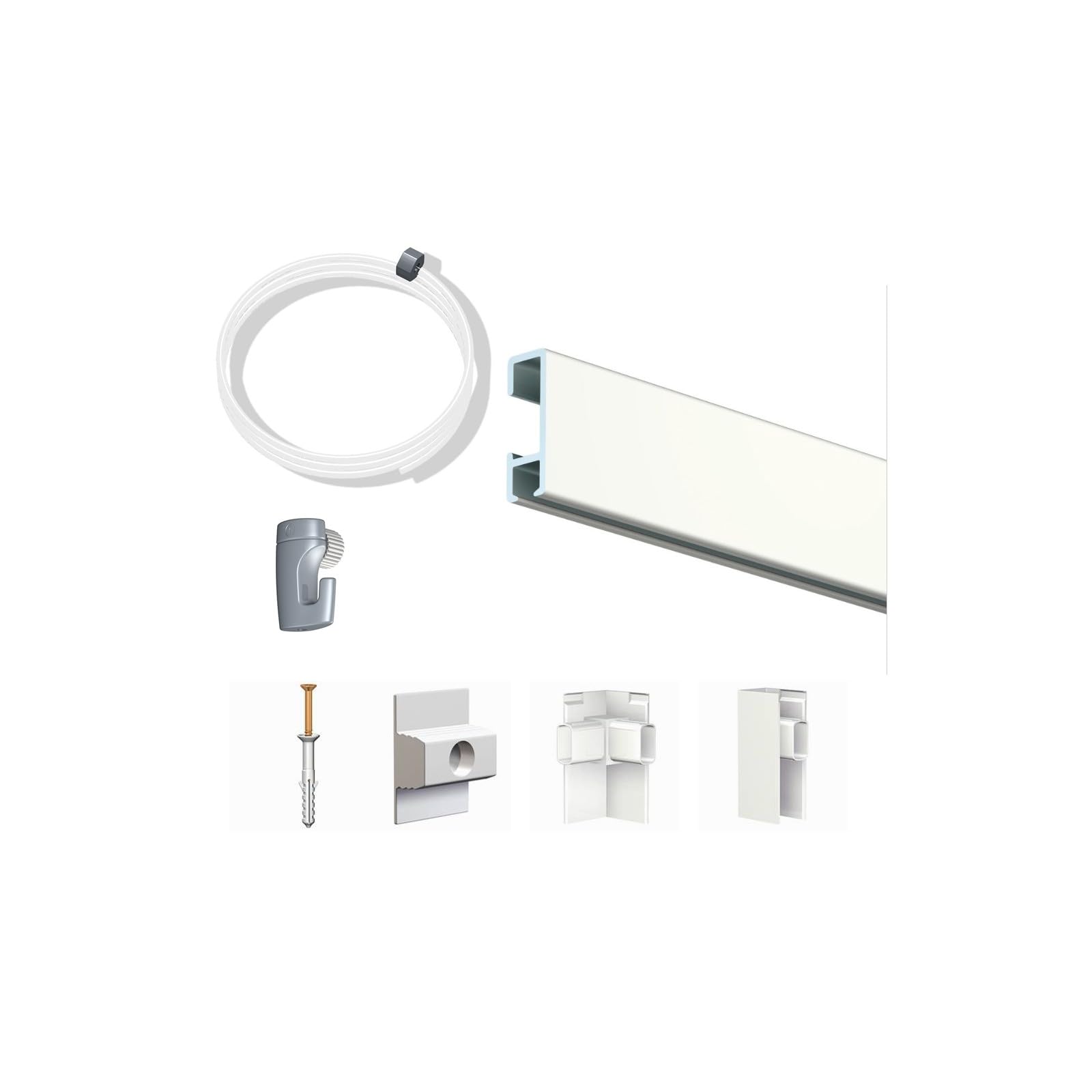Arti Teq - Pack Eco 4 mètres de cimaise Click Rail couleur Blanc laqué (RAL9010) - Solution suspension cadres et tableaux - Blanc
