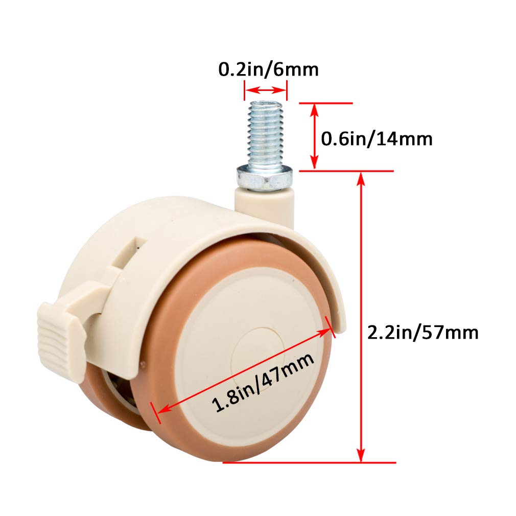 Lot de 4 roulettes pivotantes en Caoutchouc pour Berceau d'enfant, Roue de Meuble de 2 Pouces, Accessoires de Roue de Berceau pour bébé, capacité 120 kg, Double Roue, silencieuse, pour Table