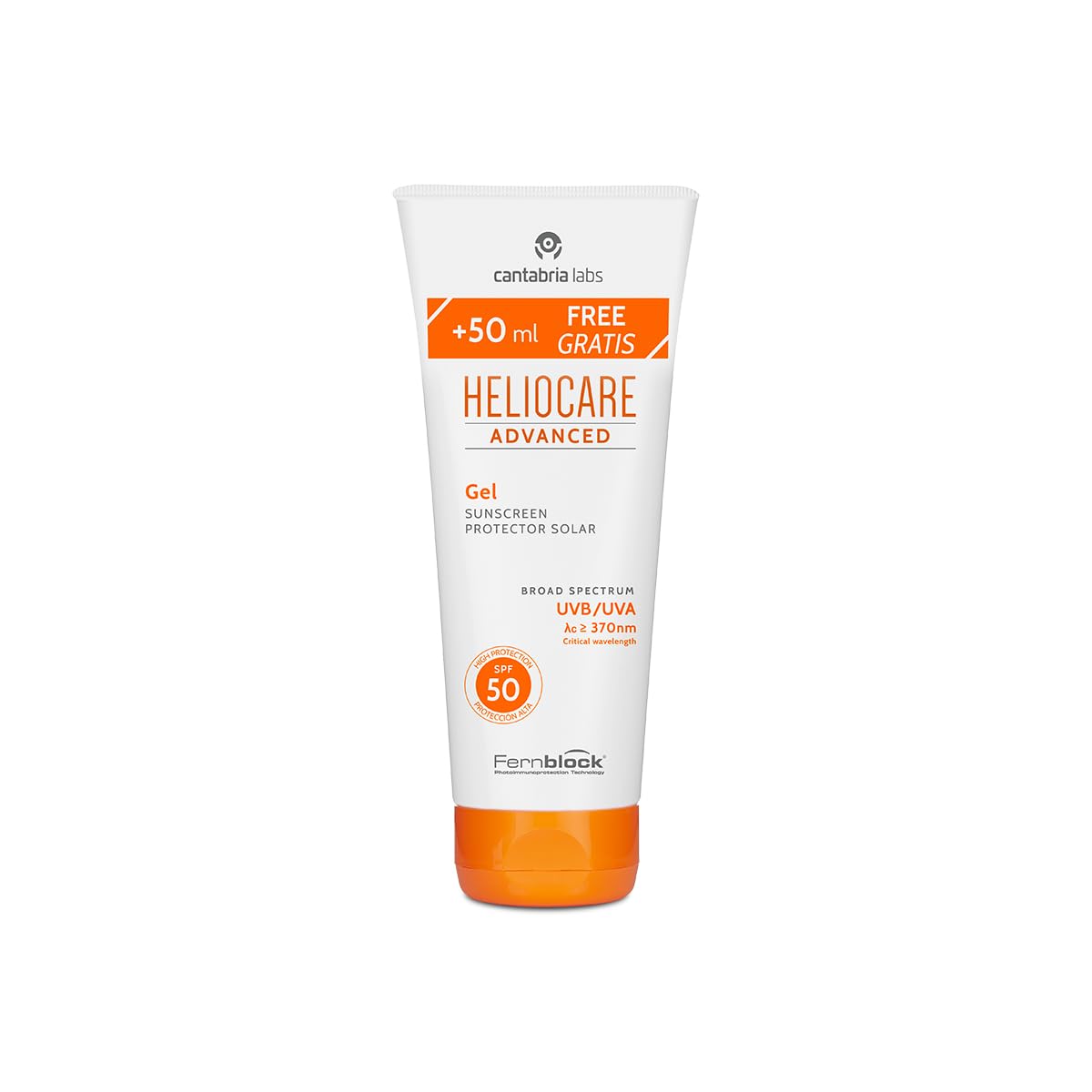 Cantabria Labs Heliocare Advanced Gel Spf 50- Crema Solar Corporal, Textura Gel, Ligera, Rápida Absorción, Sin Efecto Blanqueante, Antioxidante, Todo Tipo De Piel, 250ml