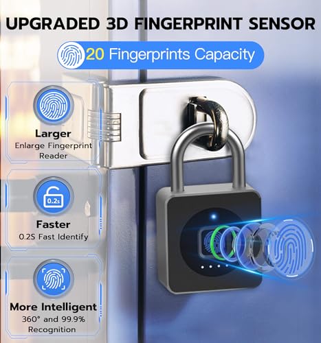 Elinksmart Fingerprint Padlock, Keyless Biometric Gym Locker Lock thumb #2