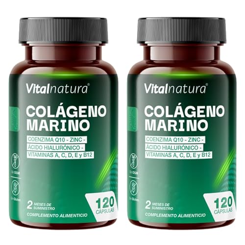 Colágeno Hidrolizado Premium + Ácido Hialurónico + Coenzima Q10 + Vitaminas A, C, E, D3 y B12 con Zinc - Fórmula Avanzada - Articulaciones Fuertes, Piel Radiante y Energía I 2x120 Cápsulas I Pack Dúo