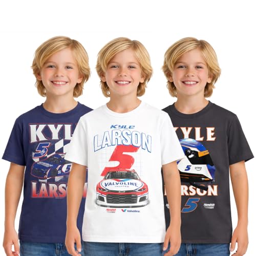 Bioworld Hendrick Motorsports Kyle Larson Boys 3-Pack Crew Neck Short Sleeve T-Shirt Set -6