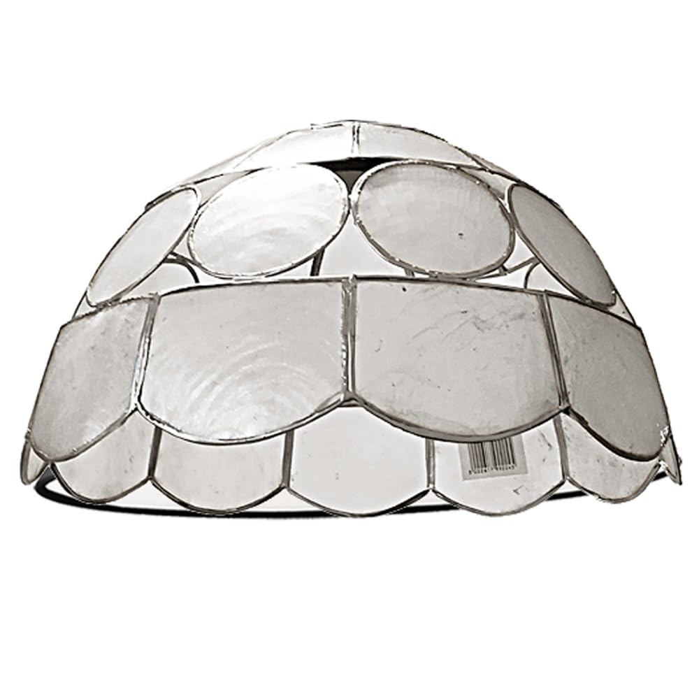 Britalia Silver Opaque Silver Natural Opaque Capiz Shell Art Deco Vintage Easy Fit Dome Pendant Shade | 25Cm Diameter (10") | None Electric Ceiling Lampshade | Fits All Lampholder Types E14 E27 B15 B22