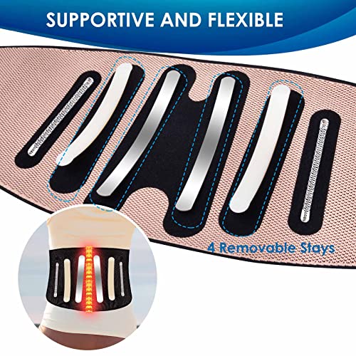 AOFEITE Ceinture lombaire pour homme et femme avec soutien flexible et réglable | Utilisation sportive ou de travail | Avec coussin de soutien lombaire (XL), Noir