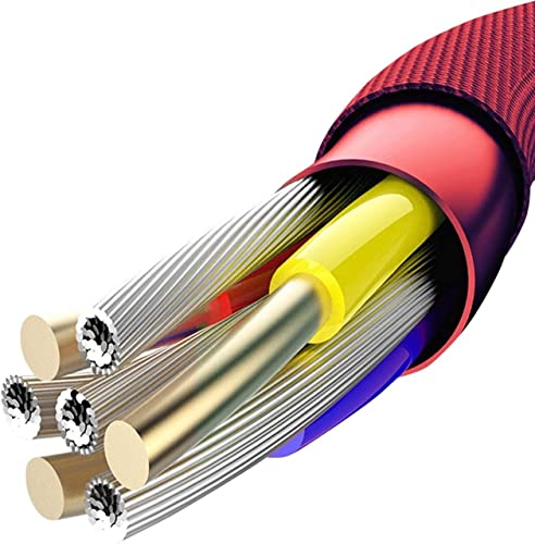 Image of Nylon Braided 3 in 1 Fast Charging Cable, 3A, 3 Feet, Red