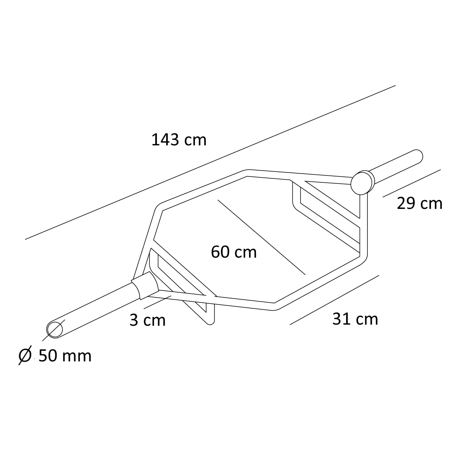 FFitness Bilanciere Esagonale Olimpico Trap Bar Barra Olimpica Hex Bar Compatibile con Dischi Ø50 mm Barra Esagonale per Alzata di Spalle e Stacchi da Terra