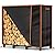 GREENER 4ft Firewood Rack Cover-600D Oxford Fabric Heavy-duty Waterproof Wood Rack Cover for Firewood,Weather Protection PVC Coating Log Rack Cover for Outdoor&indoor Firewood Cover(48*24*42",Black)