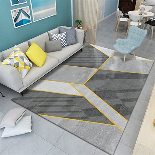 Tapis table basse gris aux motifs géométriques simples et modernes - 2