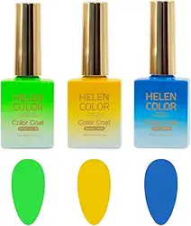 Helen Color Kit Esmaltes Copa do Mundo Brasil, 3 Cores Vibrantes Amarelo Verde Azul, Coleção Especial Torcida Brasileira - 45ml