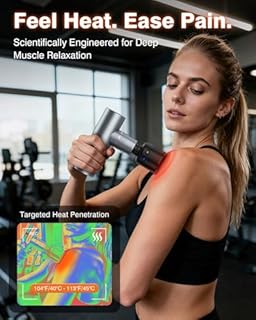 cotsoco Mini Pistola Massaggio Muscolare con Caldo e Freddo, Massaggiatore a Percussione Profondo, Corpo in Metallo, 5 Testine, Custodia Portatile, Pistola Massaggiante Professionale e Portatile