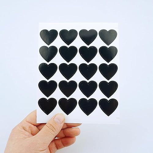 Miniatura 5 de SaktopDeco 500 calcomanías de corazón negro con forma de corazón oscuro, autoadhesivas, góticas, álbumes de recortes, calcomanías para manualidades,