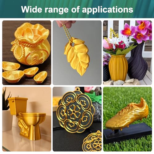 Image of Silk PLA Filament 1.75mm Gold 250g, Shiny 3D Printer Filament Dimensional Accuracy + /- 0.02mm, 250g Spool Fits for Most FDM 3D Printers
