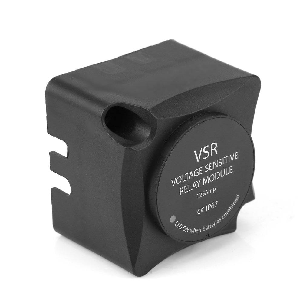 Keenso Voltage Sensitive Relay (VSR) / Automatic Charging Relay 125A Dual Battery Isolator (VSR) Waterproof Marine Switch for Car RV Boat Truck ATV Vehicles