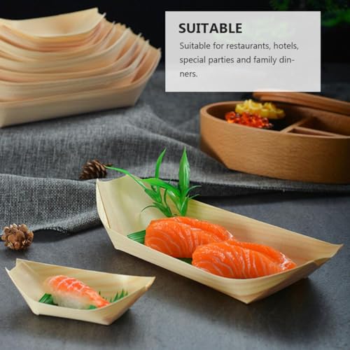 Bandejas desechables de madera para sushi 100 unidades miniatura 5