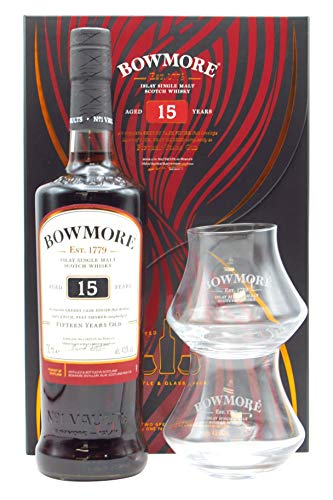 Bowmore 15 Años Whisky Escoces con 2 Vasos, 700ml