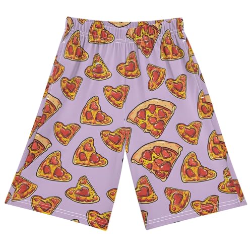 ALAZA Pizza Love Heart Pajama Shorts Sleep Shorts Pant Lounge Pajama Bottoms Elastic Waist with Pockets