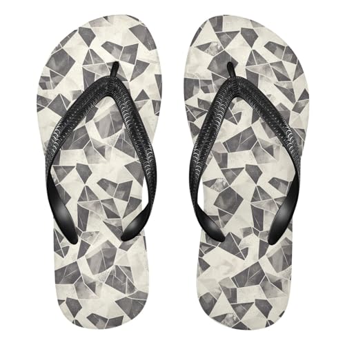 siphylline Chanclas de goma de geometrías irregulares grises y marrones para hombre, ideales para caminar, Geometrías irregulares gris-marrón, X-Small