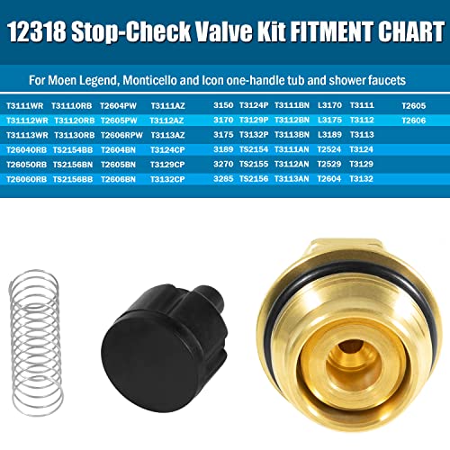1423 Balancing Spool 132343 & 12318 Stop-Check Valve Kit For Moen Tub And Shower Faucets #TOP2