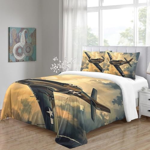 Housses de couettes avions de combat en microfibre super douce respirante