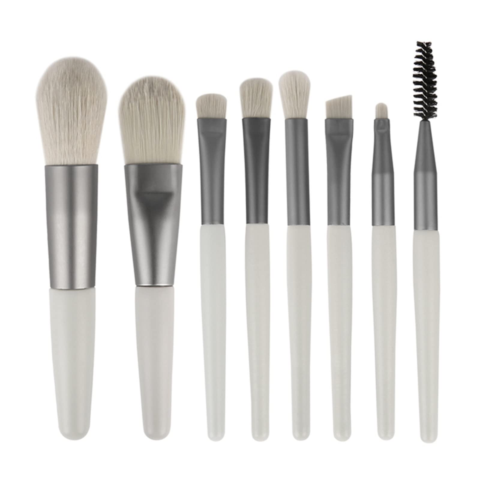 Juego de 8 mini brochas de maquillaje suaves con un juego de brochas de sombra de ojos, polvo suelto, brochas de maquillaje de belleza, juego completo (E)