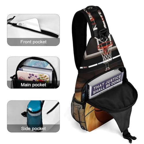 Mochila tipo sling para baloncesto estilo urbana blanca miniatura 4