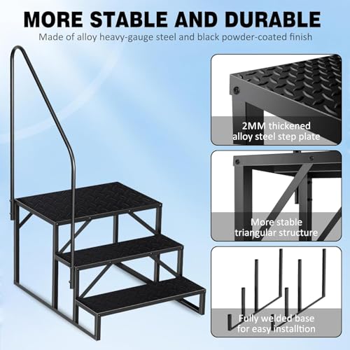 Escalera para piscina 3 peldaños resistente 660 lb con barandales miniatura 3