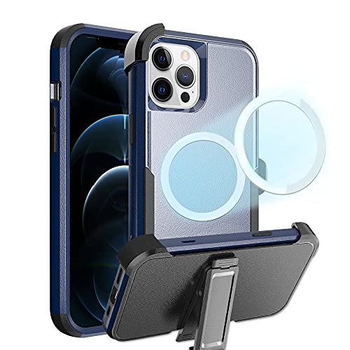 Unitedtime Cover with Belt-Clip Holster for iPhone 12 Pro Max Drop Full Body Rugged Shockproof/Dust Proof 3-Layer Military Protective Tough Durable Phone Cover Heavy Duty (Navy/Black 6.7â€)