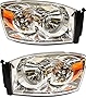 Evan-Fischer Headlight Set Compatible with 2007-2009 Dodge Ram 3500 2500 Left Driver and Right Passenger Side Halogen With bulb(s)