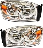 Evan-Fischer Headlight Set Compatible with 2007-2009 Dodge Ram 3500 2500 Left Driver and Right Passenger Side Halogen With bulb(s)
